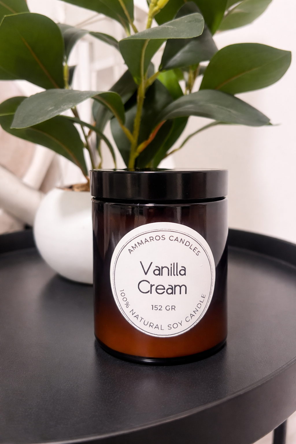 נר שעוות סויה בכלי חום בינוני בניחוח Vanilla cream